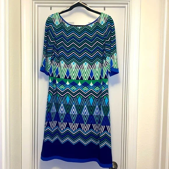 Eliza J | Dresses | Eliza J Geometric Print Jersey Shift Asymmetric Fully  Lined Dress Size 6 | Poshmark